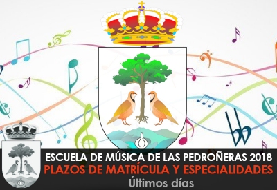 Plazos de matrícula y especialidades de la Escuela de Música de Las Pedroñeras